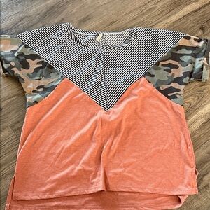 Cato Camouflage and Striped Women's Top